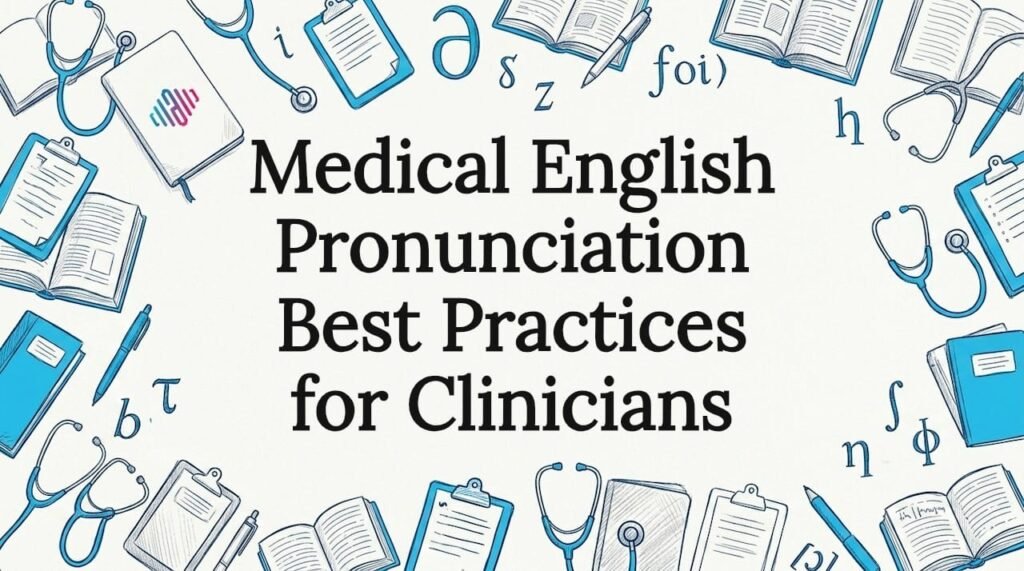 Decorative title card with medical tools and phonetics