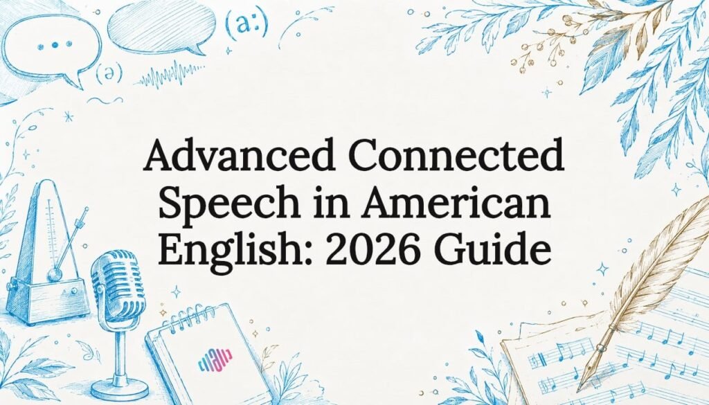 Decorative title card illustration with speech and botanical elements