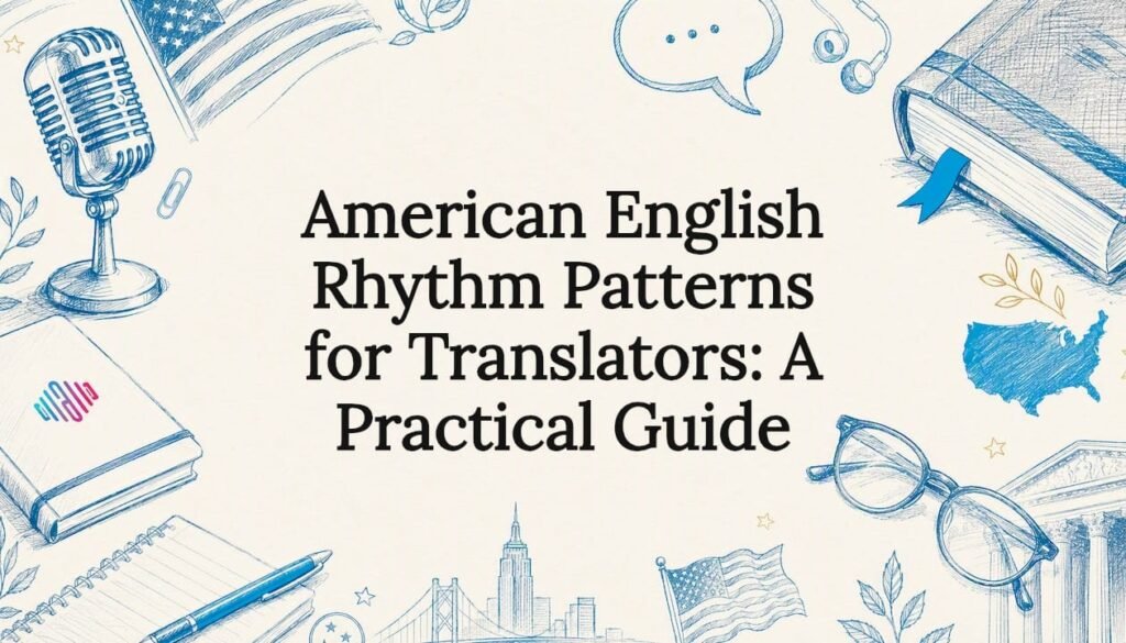 Decorative title card with American English learning objects