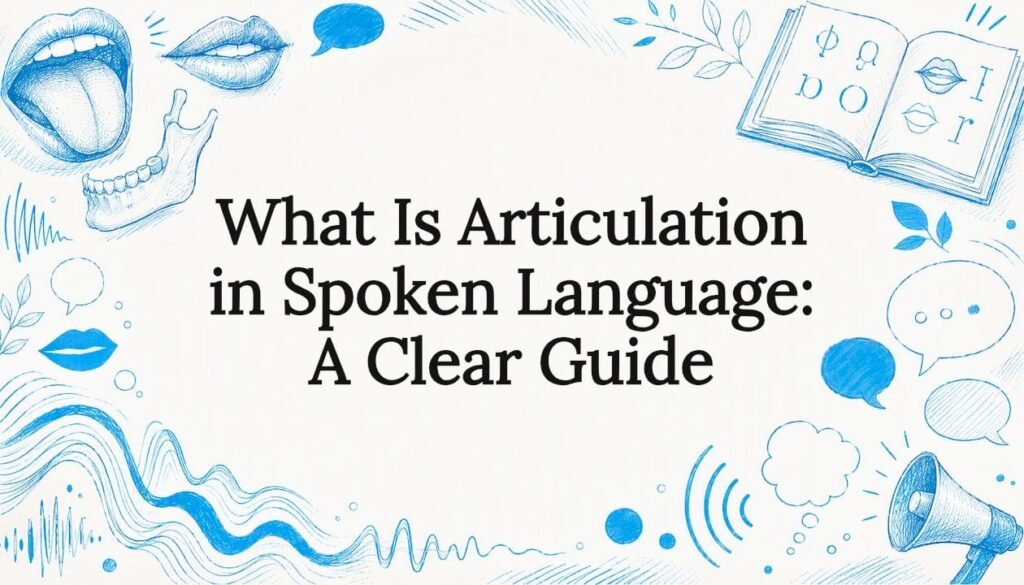 Decorative title card illustration for speech articulation article