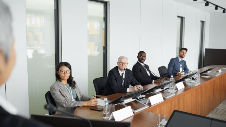 Business professionals in a meeting room