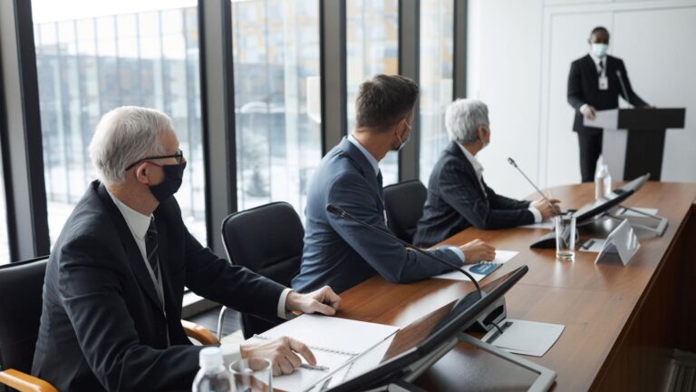 Executives in a boardroom meeting
