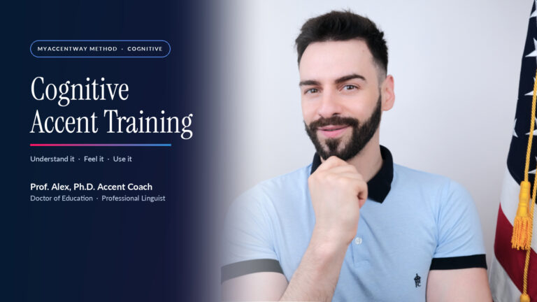 Prof. Alex, Ph.D. Accent Coach, with the title Cognitive Accent Training